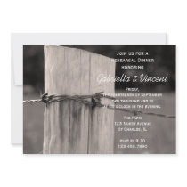 Rural Fence Post Country Rehearsal Dinner Invite