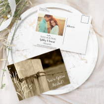 Rural Fence Post Country Wedding Announcement Postcard