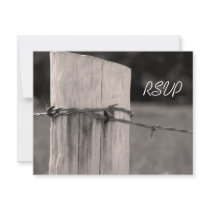 Rural Fence Post Country Wedding Response Card Invites