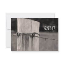 Rural Fence Post Country Wedding Response Card Personalized Invites