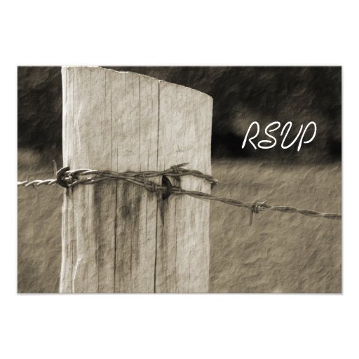 Rural Fence Post Country Wedding Response Card Custom Invitation