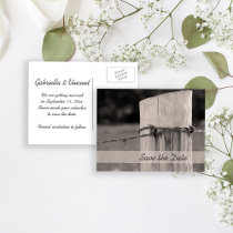Rural Fence Post Country Wedding Save the Date Post Card