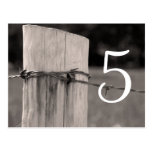Rural Fence Post Country Wedding Table Number Postcards
