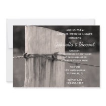 Rural Fence Post Couples Country Wedding Shower Announcements