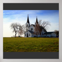 Rural Nebraska Church Poster