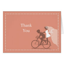 Russet Brown Bicycle Couple Thank You Note Greeting Card