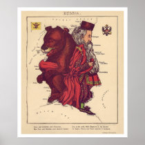 Russia Caricature Map 1868 Posters
