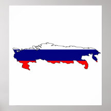 Russia Flag Map full size Poster