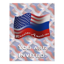 Russian-American Waving Flag Custom Invite