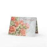 Russian birthday Card. Roses, lily of the valley