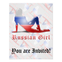 Russian Girl Silhouette Flag Announcements