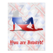 Russian Girl Silhouette Flag Custom Invites