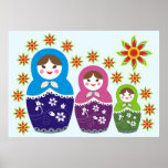 Russian Matryoshka Doll In Sunflowers Posters