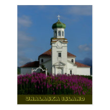 Russian Orthodox Church in Summer with Fireweed Postcard