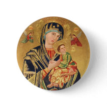 Russian Orthodox Icon - Virgin Mary and baby Jesus Buttons