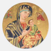 Russian Orthodox Icon - Virgin Mary and baby Jesus Round Stickers
