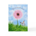 Russian Thinking of You Card. Pink daisy - gerbera