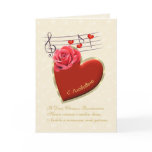 Russian Valentine Card - Musical notes, heart,rose