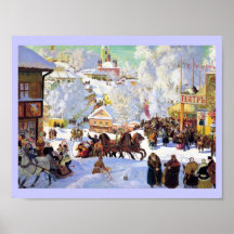 Russian Village in the Winter Print