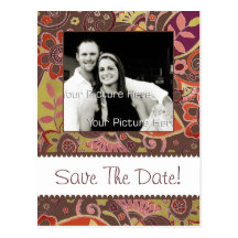 Rust and Brown Fall Floral Save The Date Post Cards