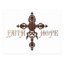 Rust Cross Hope Faith Postcard