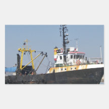 Rust Streaked Fishing Boat Rectangle Stickers