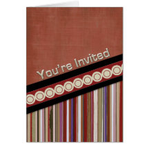 Rust Stripes and Circles 3D Invite Cards