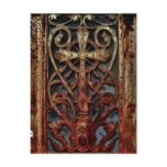 Rusted gothic crypt door post card