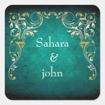 rustic aqua regal envelope seal stickers
