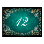rustic aqua regal  wedding table seating card postcard