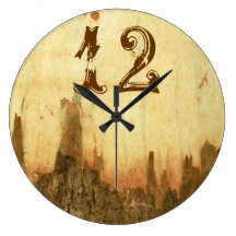 Rustic Bark Texture Western Round Clocks