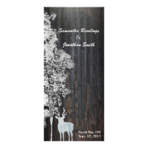 Rustic Barn Board Deer & Tree Wedding Program Rack Card Design