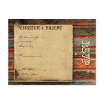 Rustic Barn Wood Graffiti Heart Window RSVP Post Card