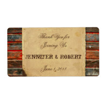 Rustic Barn Wood Wedding Water Bottle Label