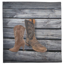 rustic barnwood Cowboy Boots Country wedding Cloth Napkins