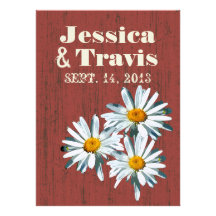 Rustic Barnwood Daisies Wedding Personalized Invites