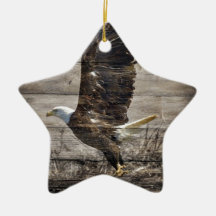 Rustic Barnwood Eagle Takeoff Ornament