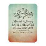 Rustic Blue and Red Bohemian Save The Date Rectangular Magnet