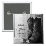 Rustic Boots Country Wedding Button buttons