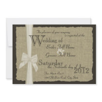 Rustic Bow and Burlap Wedding Custom Announcements