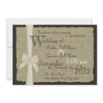 Rustic Bow and Burlap Wedding Invitation