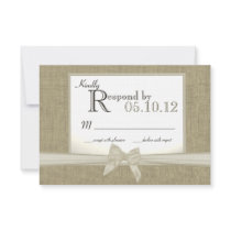 Rustic Bow and Burlap Wedding Response Personalized Invitation
