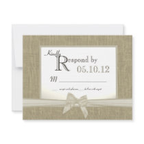 Rustic Bow and Burlap Wedding Response Personalized Invite