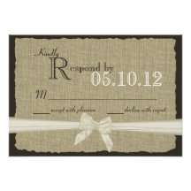 Rustic Bow and Burlap Wedding Response Invites