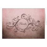Rustic Brown and Pink Bohemian Thank You Note Greeting Card
