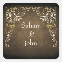 rustic brown regal envelope seal square sticker