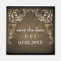 rustic brown regal save the date magnets