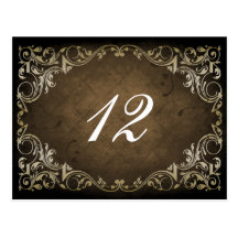 rustic brown regal wedding table seating card postcards