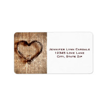 Rustic Burlap Lace Twine Heart Address Labels