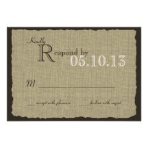 Rustic Burlap Look Wedding Response Custom Invitations
